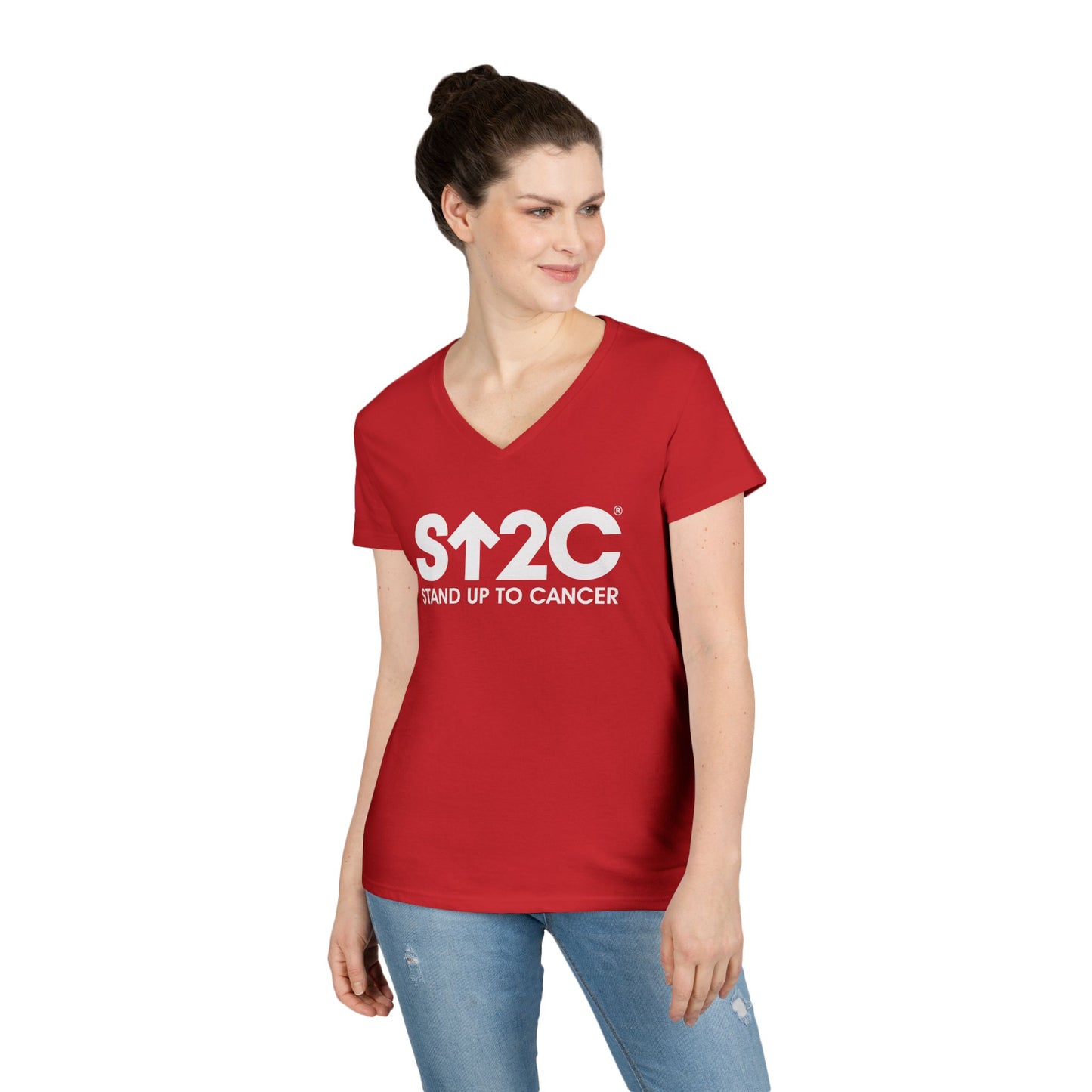 Stand Up to Cancer Short Logo Ladies' V-Neck T-Shirt