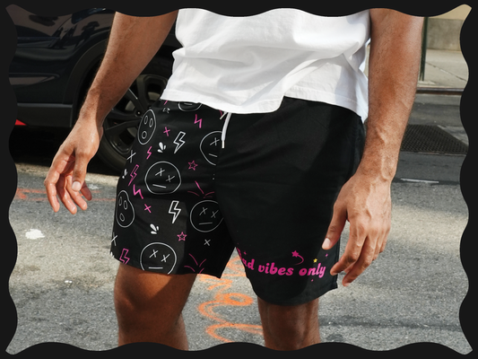 Bad Vibes Only Swim Trunks