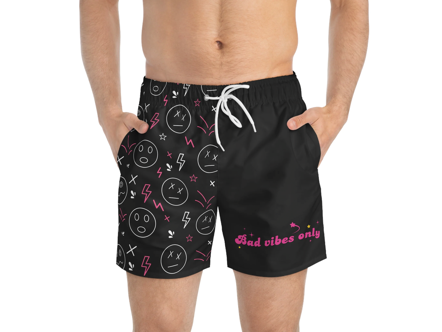 Bad Vibes Only Swim Trunks
