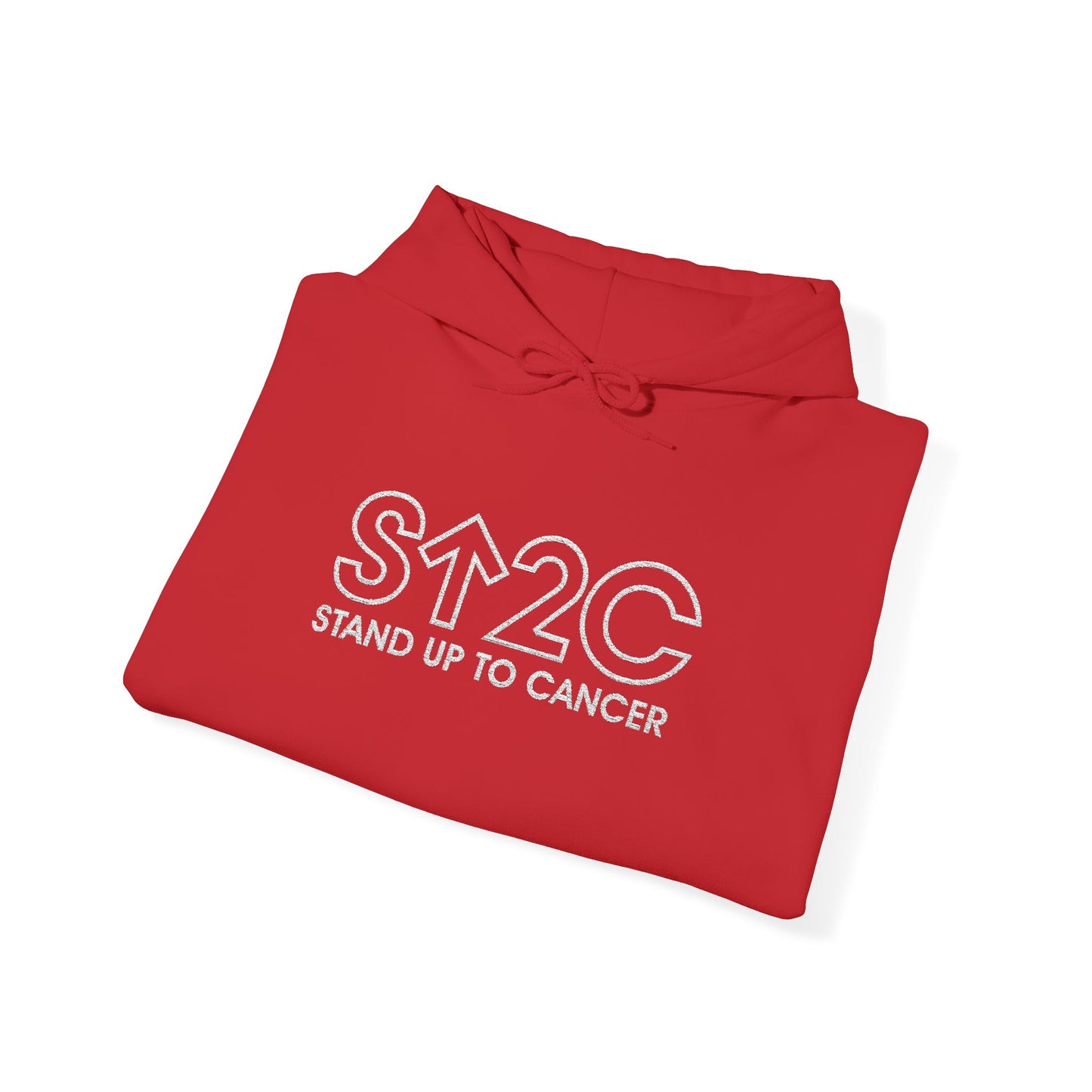 Stand Up to Cancer - Short Logo Embroidered Hoodie (Red)