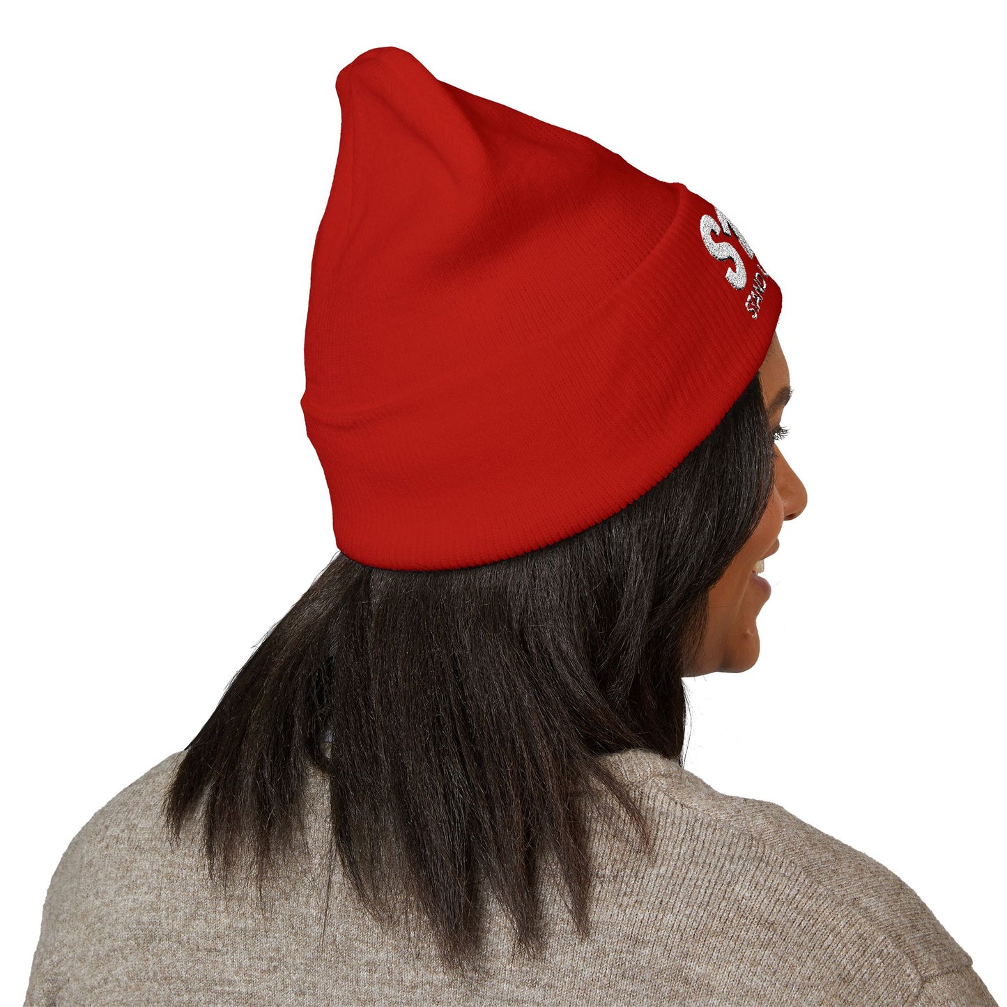 Stand Up to Cancer - Short Logo Embroidered beanie (red)