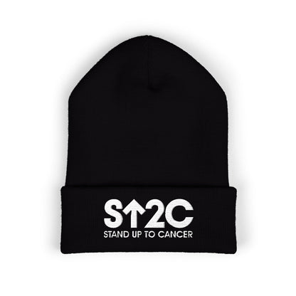 Stand Up to Cancer - Short Logo Embroidered beanie (red)