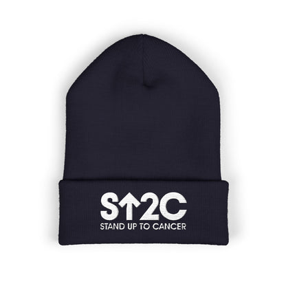 Stand Up to Cancer - Short Logo Embroidered beanie (red)