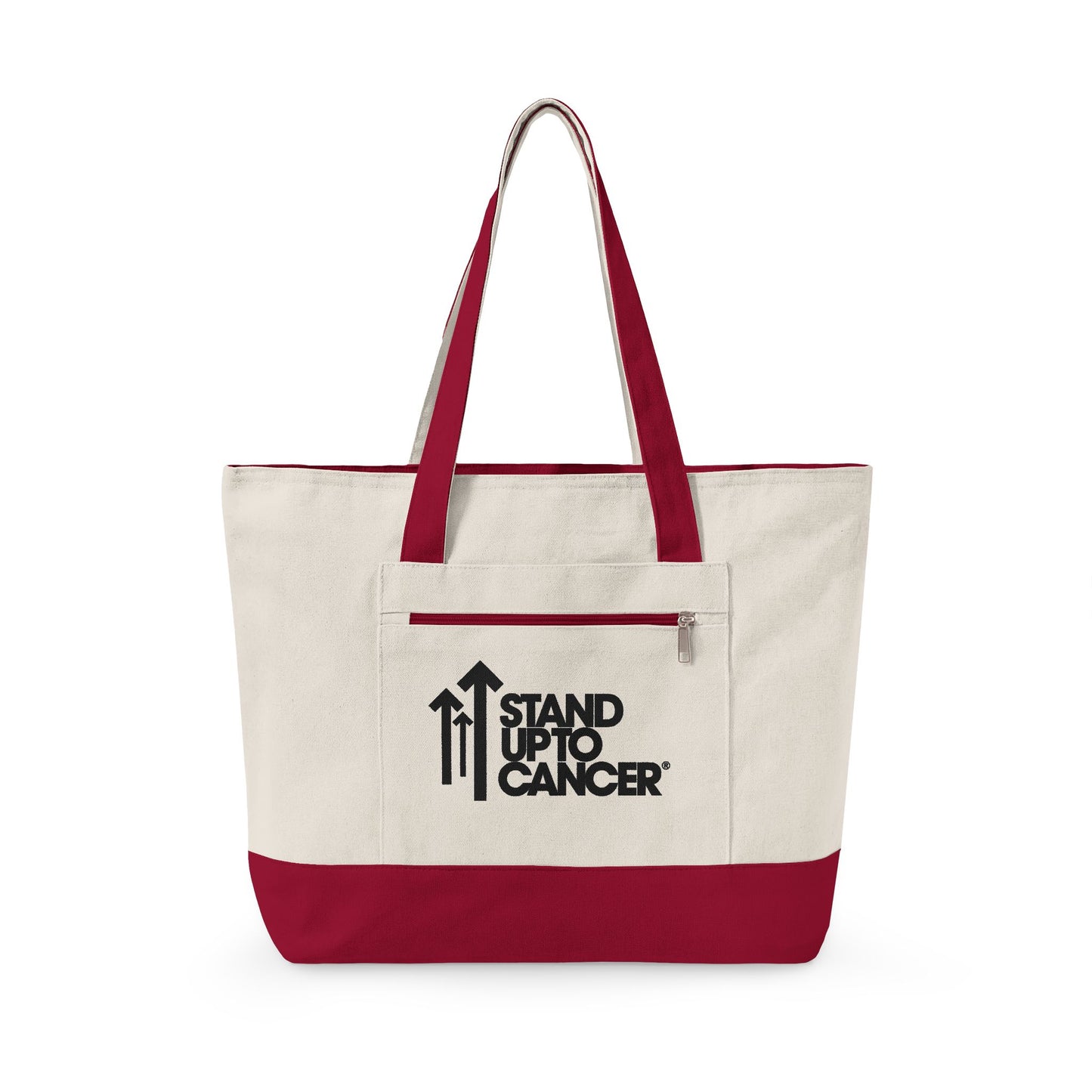 Stand Up to Cancer - Full black Logo Zipper Tote Bag Red Trim