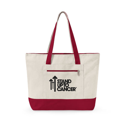 Stand Up to Cancer - Full black Logo Zipper Tote Bag Red Trim