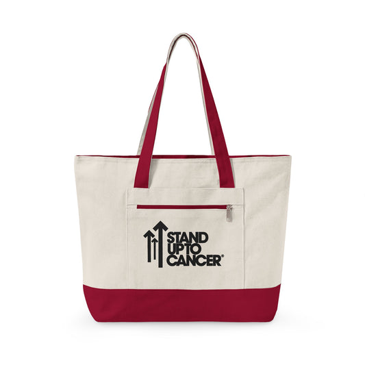 Stand Up to Cancer - Full black Logo Zipper Tote Bag Red Trim